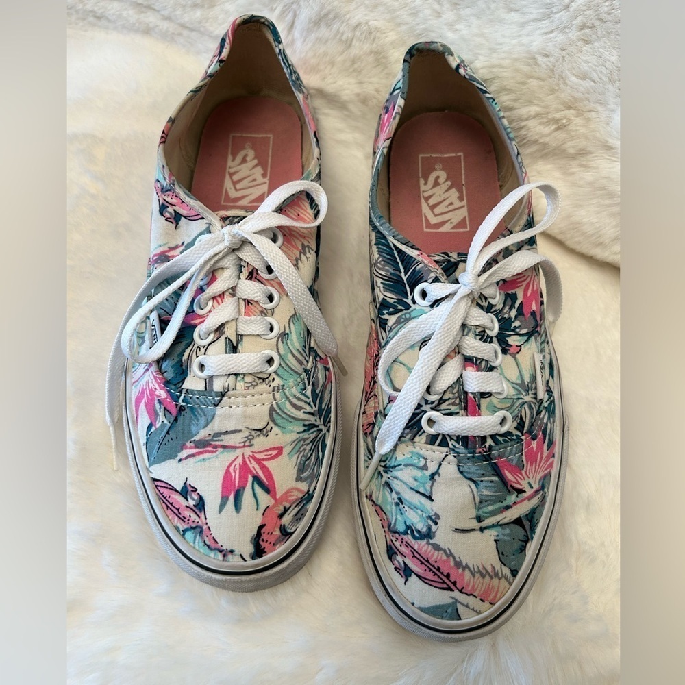 VANS floral tropical skate casual sneakers Sz-M-7.5 or W-9. J